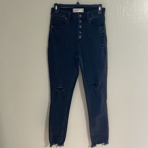 Abercrombie & Fitch Ankle Jean 26 High Rise Curve Love Distressed Jeans 5 button